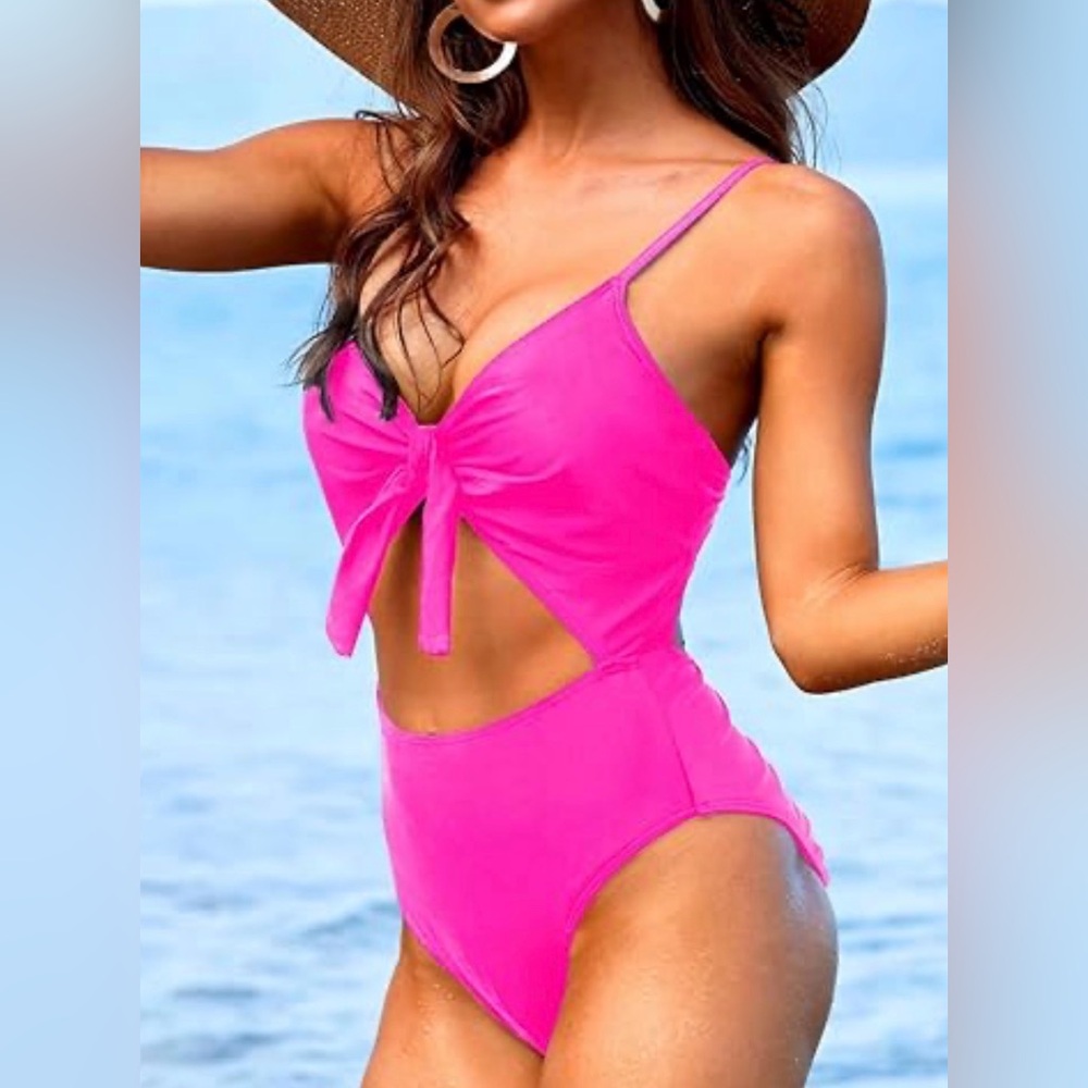 Girls' Hot Pink Tie-Front One-Piece Bodysuit
